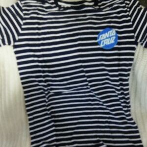 Santa Cruz Skateboards Black and White Striped Tee